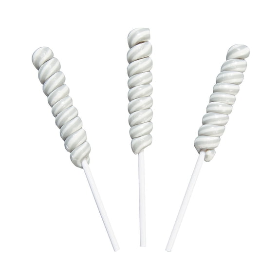 Fun Express - Silver Mini Twisty Pops for Wedding - Edibles - Sucker & Pop - Swirl & Twist Pops - Wedding - 24 Pieces