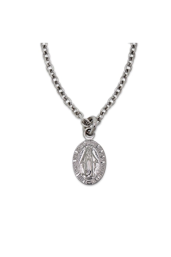 Silver Mini Virgin Mary Necklace - 925 Sterling Silver - Baptism Gift - Religious Jewelry - Silver Cable Chain Included