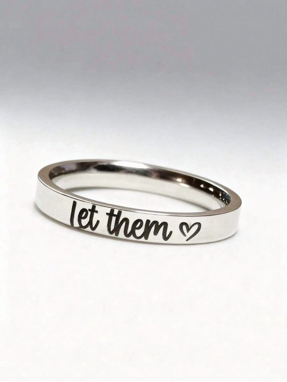Silver Minimalist Engraved Let Them ♥ Ring For Daily Wear Unisex