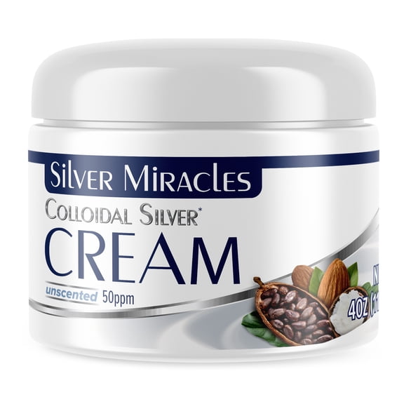 Silver Miracles - Colloidal Silver Cream - Unscented, Coconut Oil & Shea Butter 4 oz.