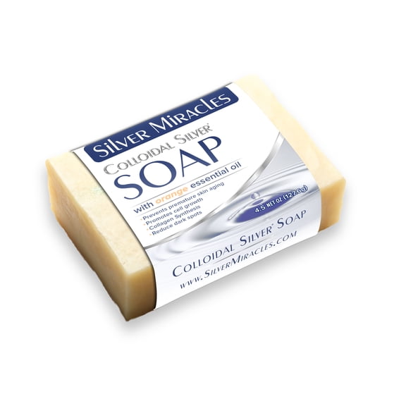Silver Miracles Colloidal Silver Soap with Orange Essential Oil 4.5oz Single Bar