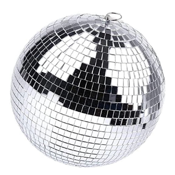 Silver Mirror Disco Ball Hanging with Ring for Light Effect Party, Home Decoration Club Stage (8 Inches)