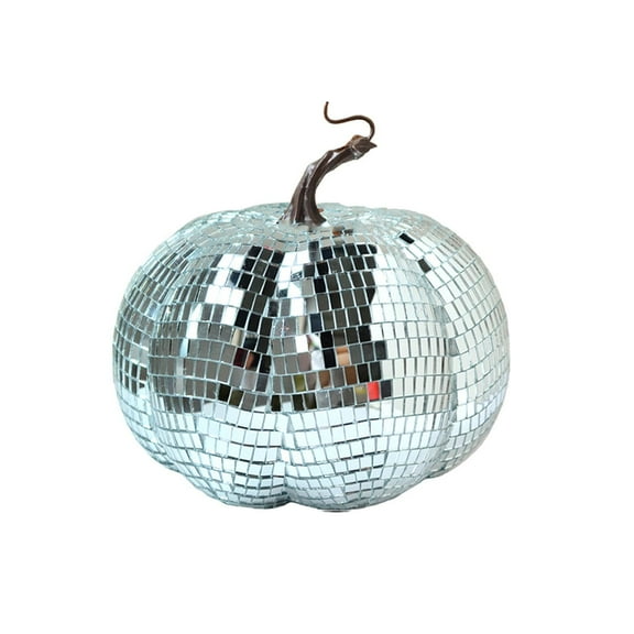 Silver Mirror Disco Ball,Pumpkin Shape Disco Balls,Cool Reflective Light Mirror Balls for for DJ Club Party, Disco Dancing Party Decoration,Harvest Festival Fall Decor Reflective Pumpkin Ball,