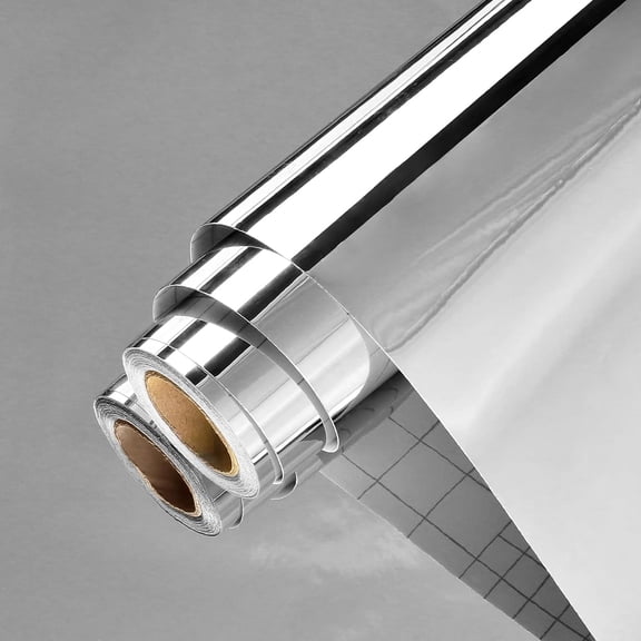 Silver Mirror Sticker Peel and Stick Mirrors Wallpaper Self Adhesive Mirror Tiles Wall Stickers Mylar Sheet Contact Paper for Glass Sheets Vinyl Wall Paper Roll for Walls Decor 15.8''x118''