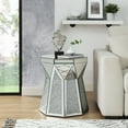 thumbnail image 1 of Silver Mirrored Drum End Table, Drum Coffee Table with Crystal Inlay Decor, Modern Side Table Accent Table, Mirrored Console Table Nightstand for Living Room, Bedroom, 1 of 8