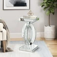 thumbnail image 1 of Silver Mirrored End Table with Crystal Inlay, Modern Side Accent Table, Small Mirrored Coffee Table for Living Room, Bedroom 12"x12"x24", 1 of 6