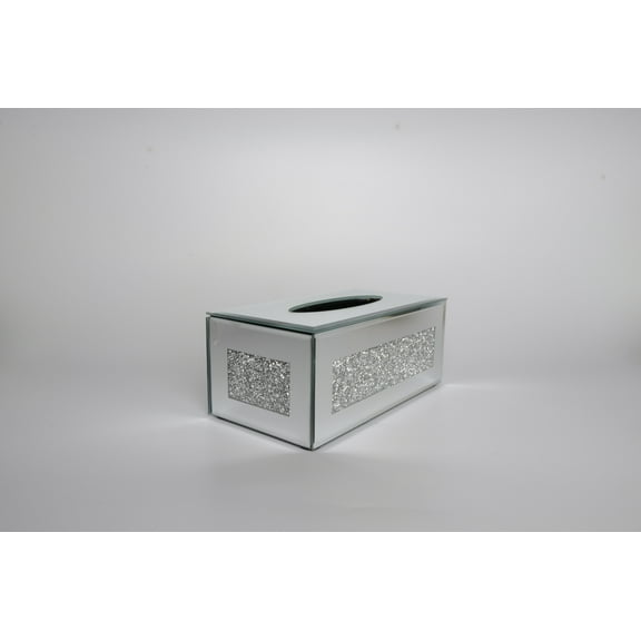 Silver Mirrored Glass Bling Tissue Box Cover