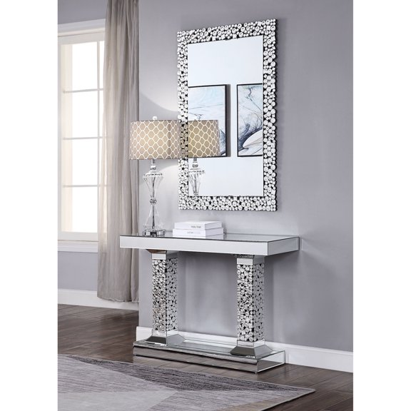 Silver - Mirrored and Faux Gems Design - Accent for Entry - Brighten Up Space - Durable and Stylish