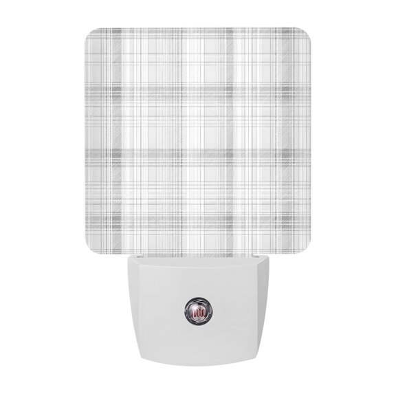 Silver Mist Night Lights, Spring Pastel Gray Grid Checkered Farmhouse Smart Auto Dusk to Dawn Sensor Nightlights Plug-in Nightlight for Bedroom Bathroom Living Room Kitchen Hallway