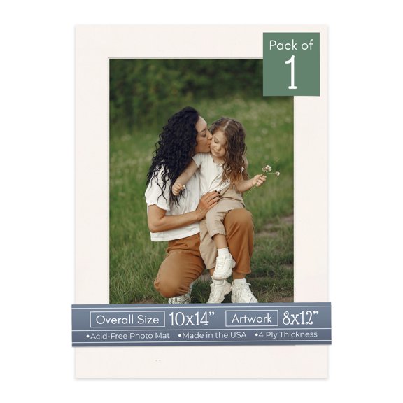 Silver Mist Picture Frame Mat for 10x14 Frames - Fits 8x12 Photos - 1 Mat