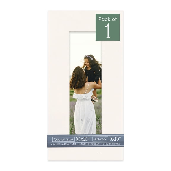 Silver Mist Picture Frame Mat for 10x20 Frames - Fits 5x15 Photos - 1 Mat