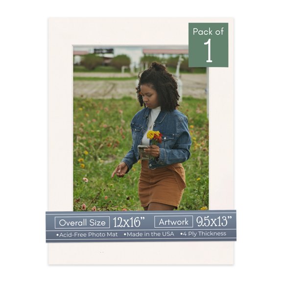 Silver Mist Picture Frame Mat for 12x16 Frames - Fits 9.5x13 Photos - 1 Mat