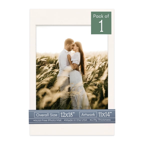 Silver Mist Picture Frame Mat for 12x18 Frames - Fits 11x14 Photos - 1 Mat