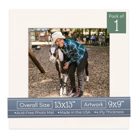 Silver Mist Picture Frame Mat for 13x13 Frames - Fits 9x9 Photos - 1 Mat