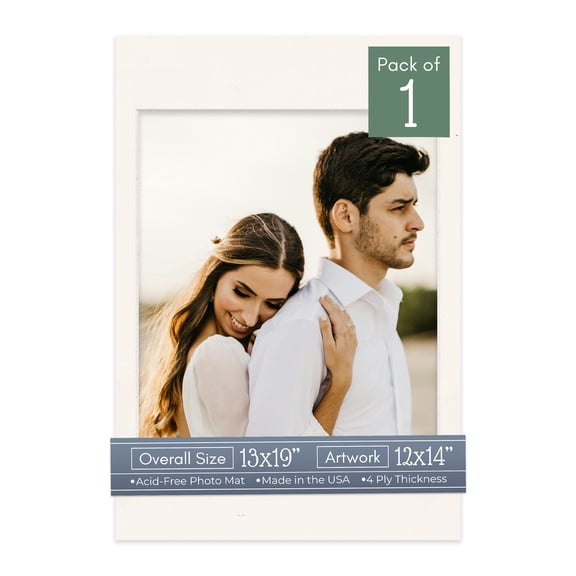 Silver Mist Picture Frame Mat for 13x19 Frames - Fits 12x14 Photos - 1 Mat