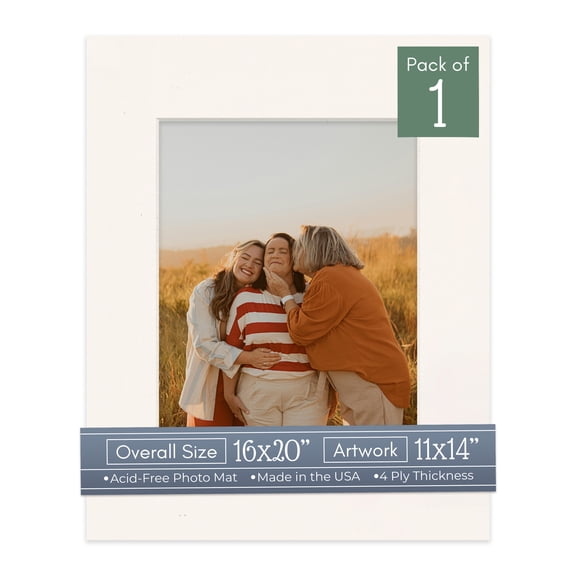 Silver Mist Picture Frame Mat for 16x20 Frames - Fits 11x14 Photos - 1 Mat