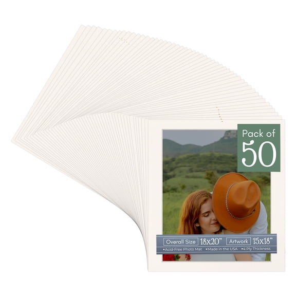 Silver Mist Picture Frame Mat for 18x20 Frames - Fits 15x18 Photos - 50 Mats