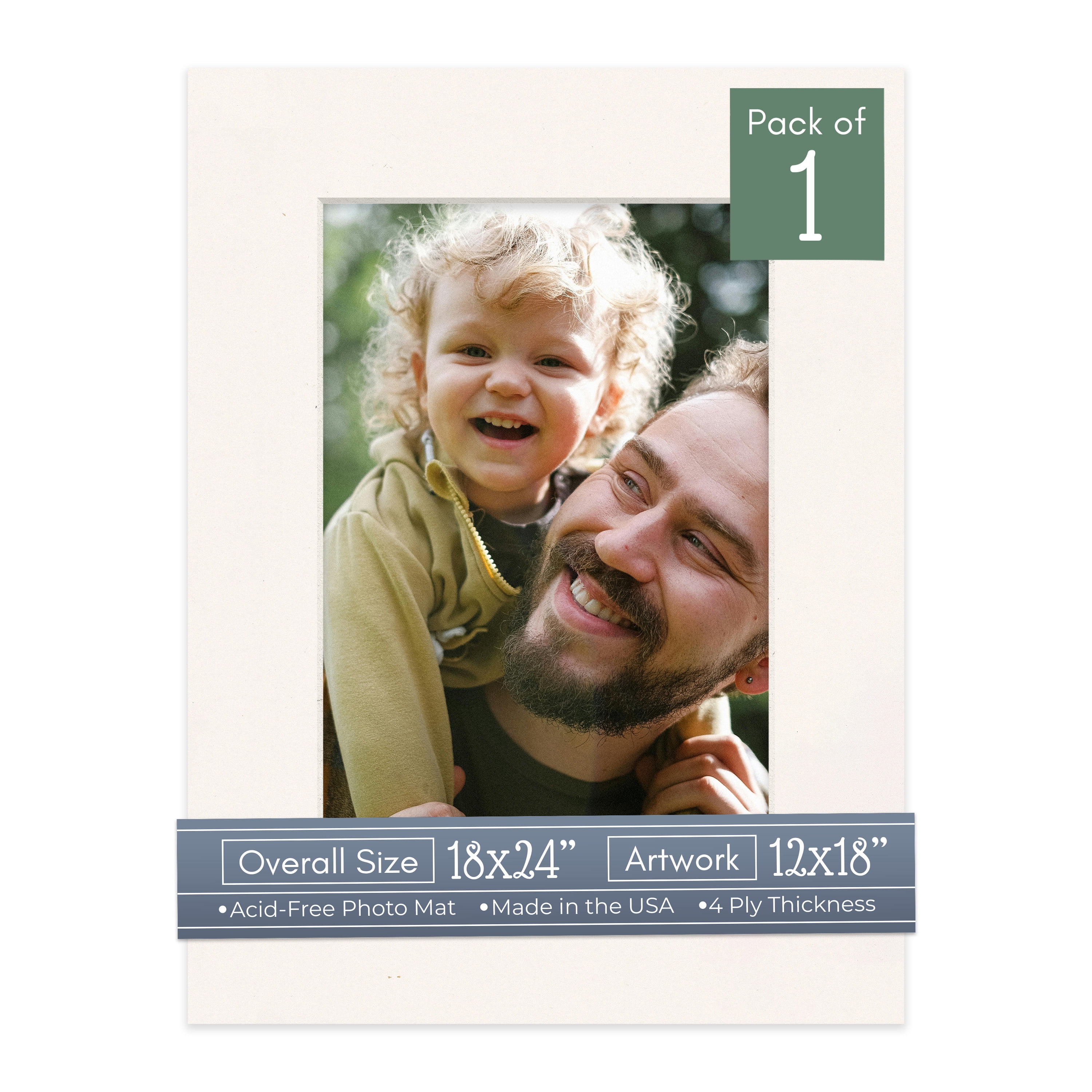 Silver Mist Picture Frame Mat for 18x24 Frames - Fits 12x18 Photos - 1 Mat