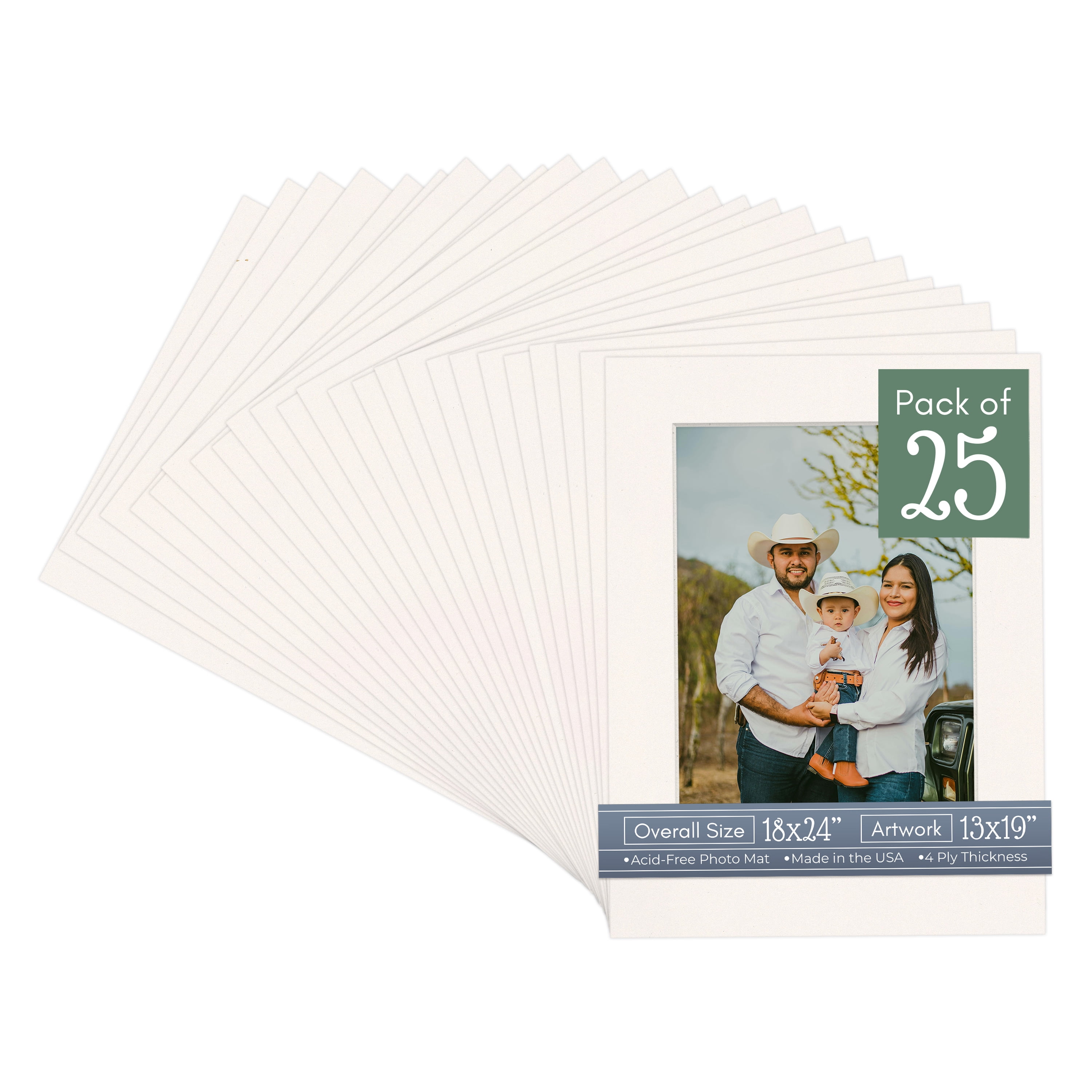 Silver Mist Picture Frame Mat for 18x24 Frames - Fits 13x19 Photos - 25 Mats