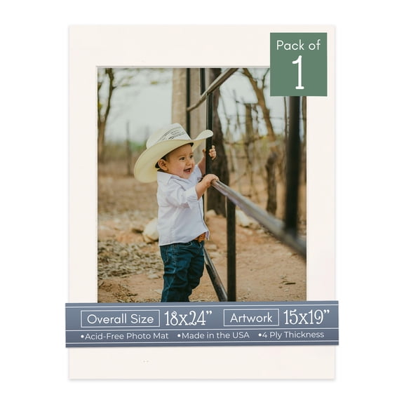 Silver Mist Picture Frame Mat for 18x24 Frames - Fits 15x19 Photos - 1 Mat