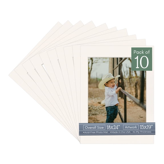 Silver Mist Picture Frame Mat for 18x24 Frames - Fits 15x19 Photos - 10 Mats