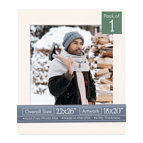 Silver Mist Picture Frame Mat for 22x26 Frames - Fits 18x20 Photos - 1 Mat