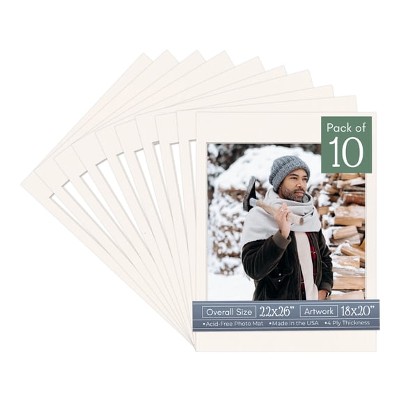 Silver Mist Picture Frame Mat for 22x26 Frames - Fits 18x20 Photos - 10 Mats