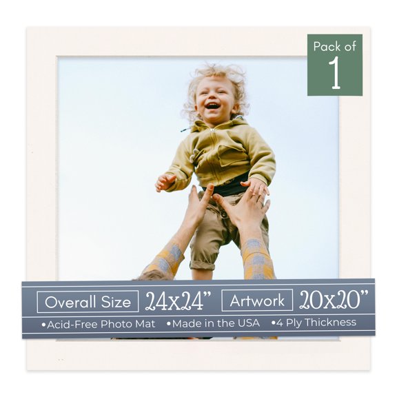 Silver Mist Picture Frame Mat for 24x24 Frames - Fits 20x20 Photos - 1 Mat
