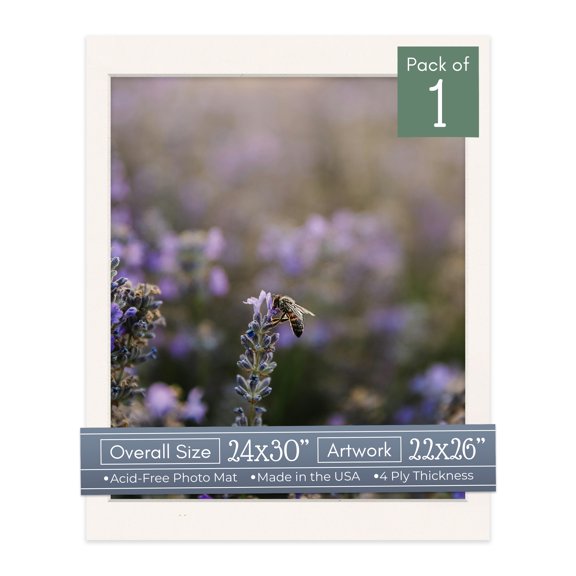 Silver Mist Picture Frame Mat for 24x30 Frames - Fits 22x26 Photos - 1 Mat