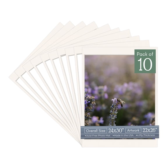 Silver Mist Picture Frame Mat for 24x30 Frames - Fits 22x26 Photos - 10 Mats