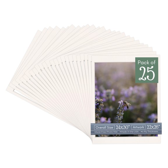 Silver Mist Picture Frame Mat for 24x30 Frames - Fits 22x26 Photos - 25 Mats