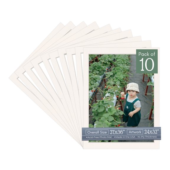 Silver Mist Picture Frame Mat for 27x36 Frames - Fits 24x32 Photos - 10 Mats