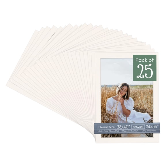 Silver Mist Picture Frame Mat for 28x40 Frames - Fits 24x36 Photos - 25 Mats
