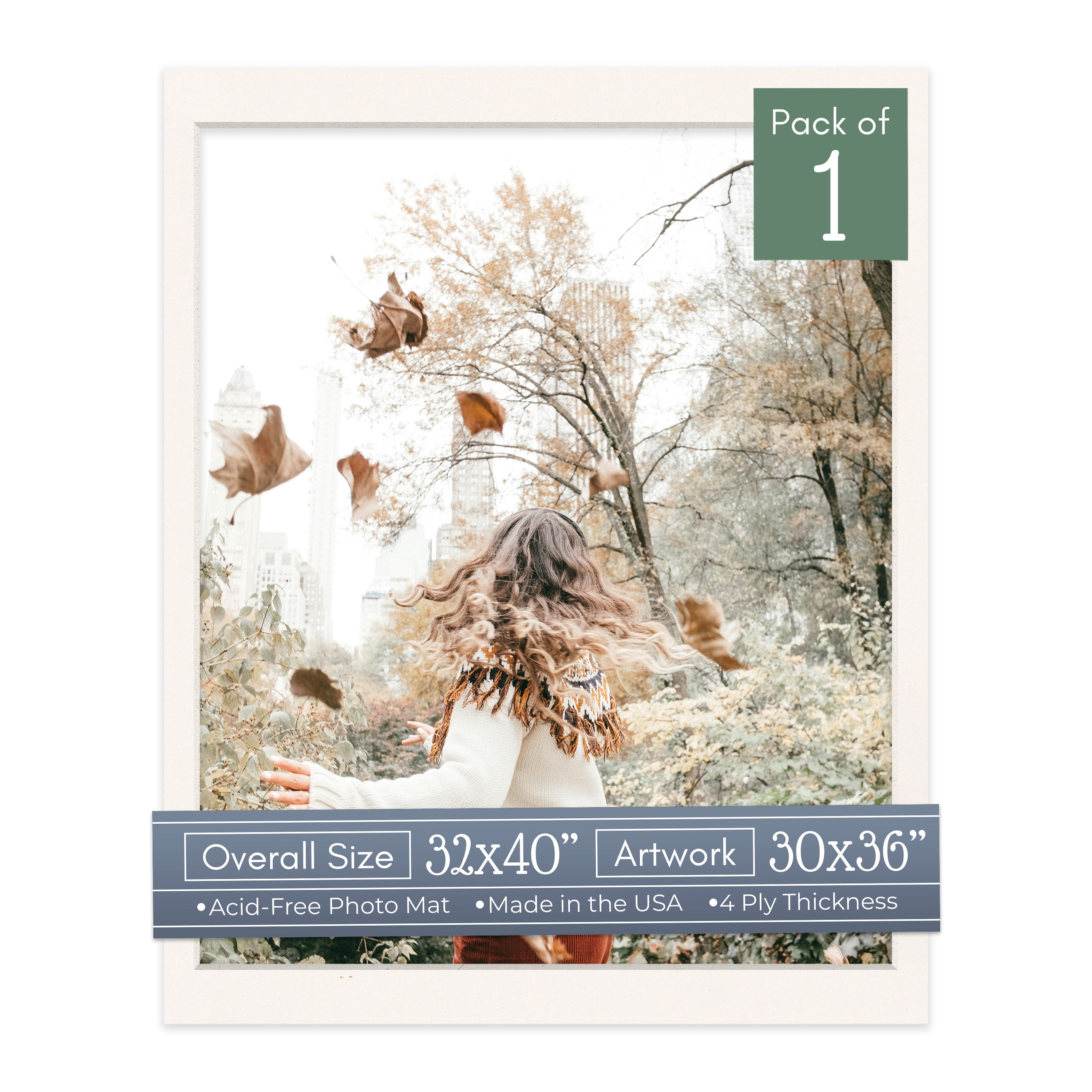 Silver Mist Picture Frame Mat for 32x40 Frames - Fits 30x36 Photos - 1 ...