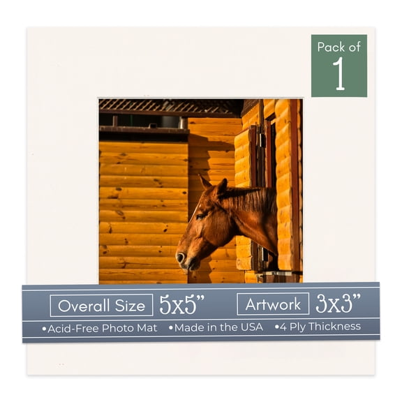 Silver Mist Picture Frame Mat for 5x5 Inch Frames - Fits 3x3 Photos - 1 Mat
