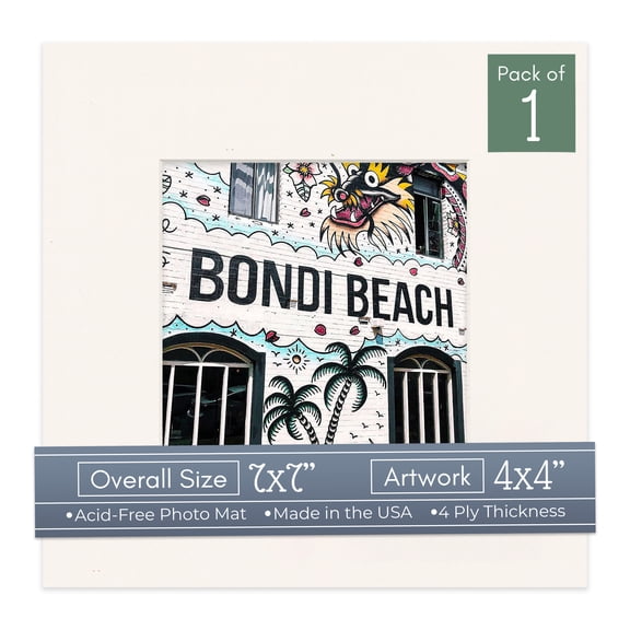 Silver Mist Picture Frame Mat for 7x7 Frames - Fits 4x4 Photos - 1 Mat