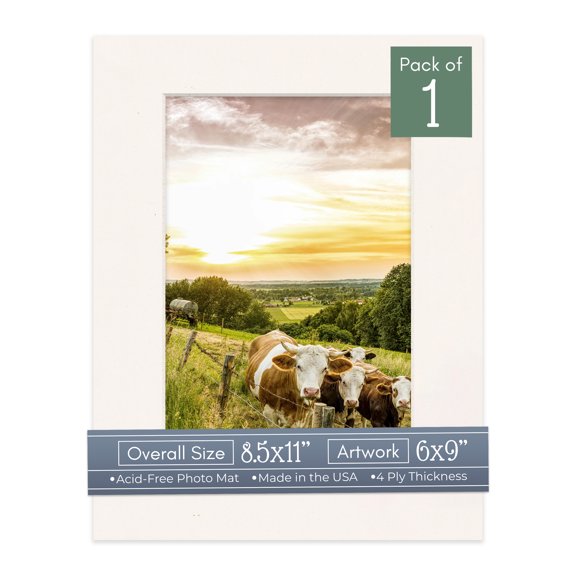 Silver Mist Picture Frame Mat for 8.5x11 Frames - Fits 6x9 Photos - 1 Mat