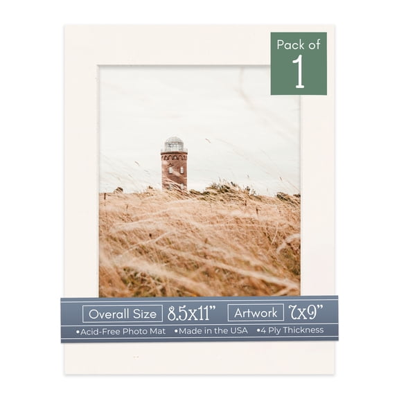 Silver Mist Picture Frame Mat for 8.5x11 Frames - Fits 7x9 Photos - 1 Mat