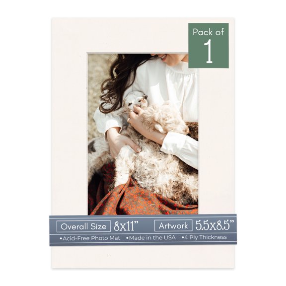 Silver Mist Picture Frame Mat for 8x11 Frames - Fits 5.5x8.5 Photos - 1 Mat
