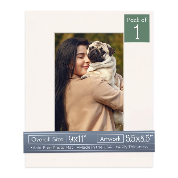 Silver Mist Picture Frame Mat for 9x11 Frames - Fits 5.5x8.5 Photos - 1 Mat