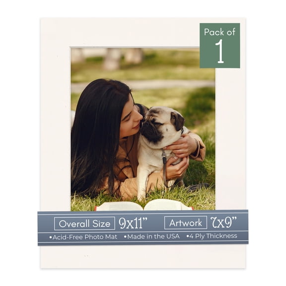 Silver Mist Picture Frame Mat for 9x11 Frames - Fits 7x9 Photos - 1 Mat