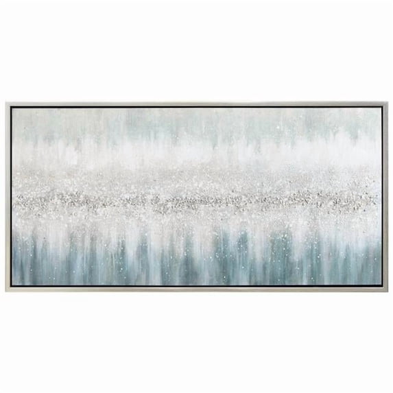 Silver Mist Textured Glitter Hand Painted Framed Canvas Wall Art