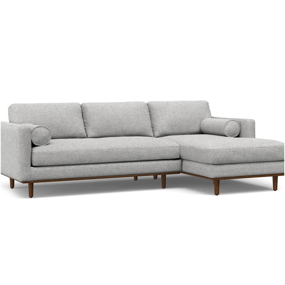 Silver Modern Sectional Sofa with Right Chaise, Recycled Polyester Fabric for Eco-Friendly Home