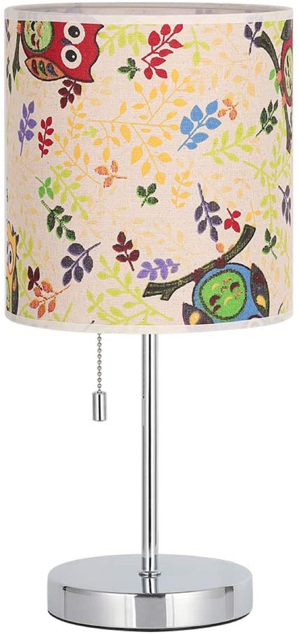 Silver Modern Table Lamp Nightstand Desk Lamp Fabric Shade