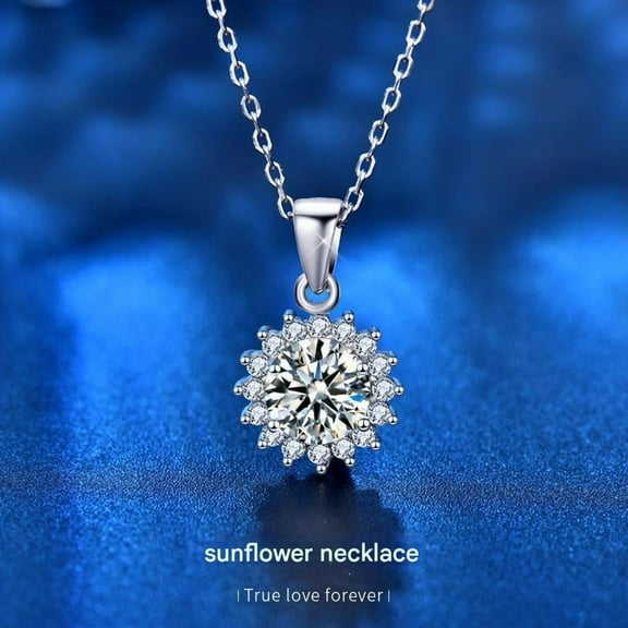 Silver Moissanite Snowflake Necklace Non-Fading Women's Pendant Light Luxury Niche High-End Clavicle Chain