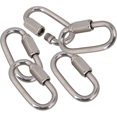 Silver Multifunctional 304 Stainless Steel Screwgate Quick Oval Screwlock Link Lock Ring Hook Pack of 5 (M5)