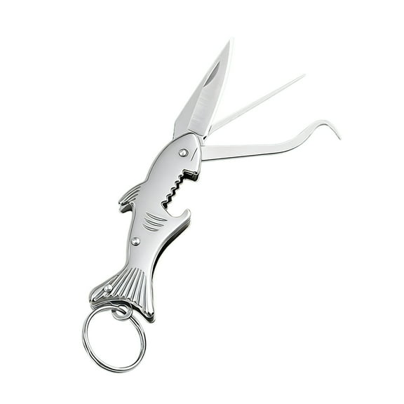Silver Multifunctional Foldable Keychain Stainless Steel Toothpick Knife Bottle Opener Hook Tool For Outdoor Camping Edc Silver