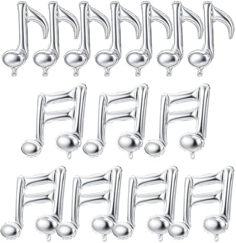Music Notes Inflatables Silver Music Note Balloons, 14Pcs Silver Aluminum Music Party ...