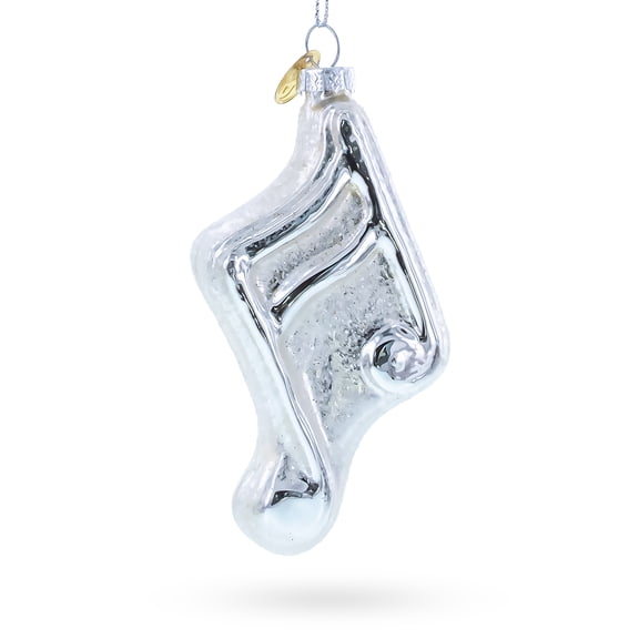 Silver Music Note Glass Christmas Ornament