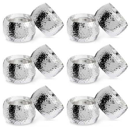 Farmlyn Creek Silver Napkin Rings Set of 12-1.8 in Round Polished Zinc, Bulk Napkin Ring Holders for Cloth & Paper - Table Decor for Weddings & Parties